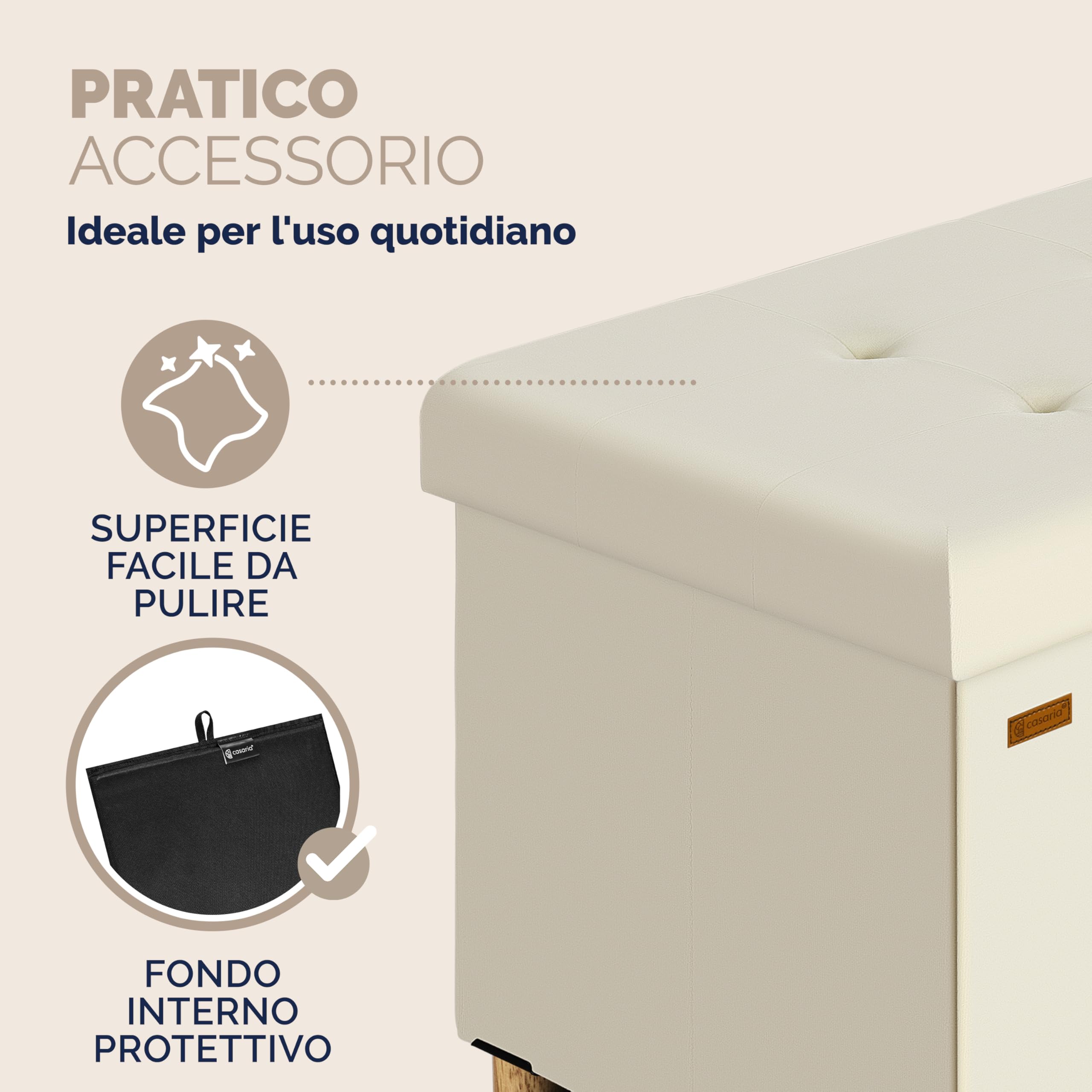 Casaria® Panca Contenitore in Velluto con Piedini Cassapanca 76 cm Carico Max 300kg Pouf Baule Portaoggetti Soggiorno Camera da Letto Corridoio