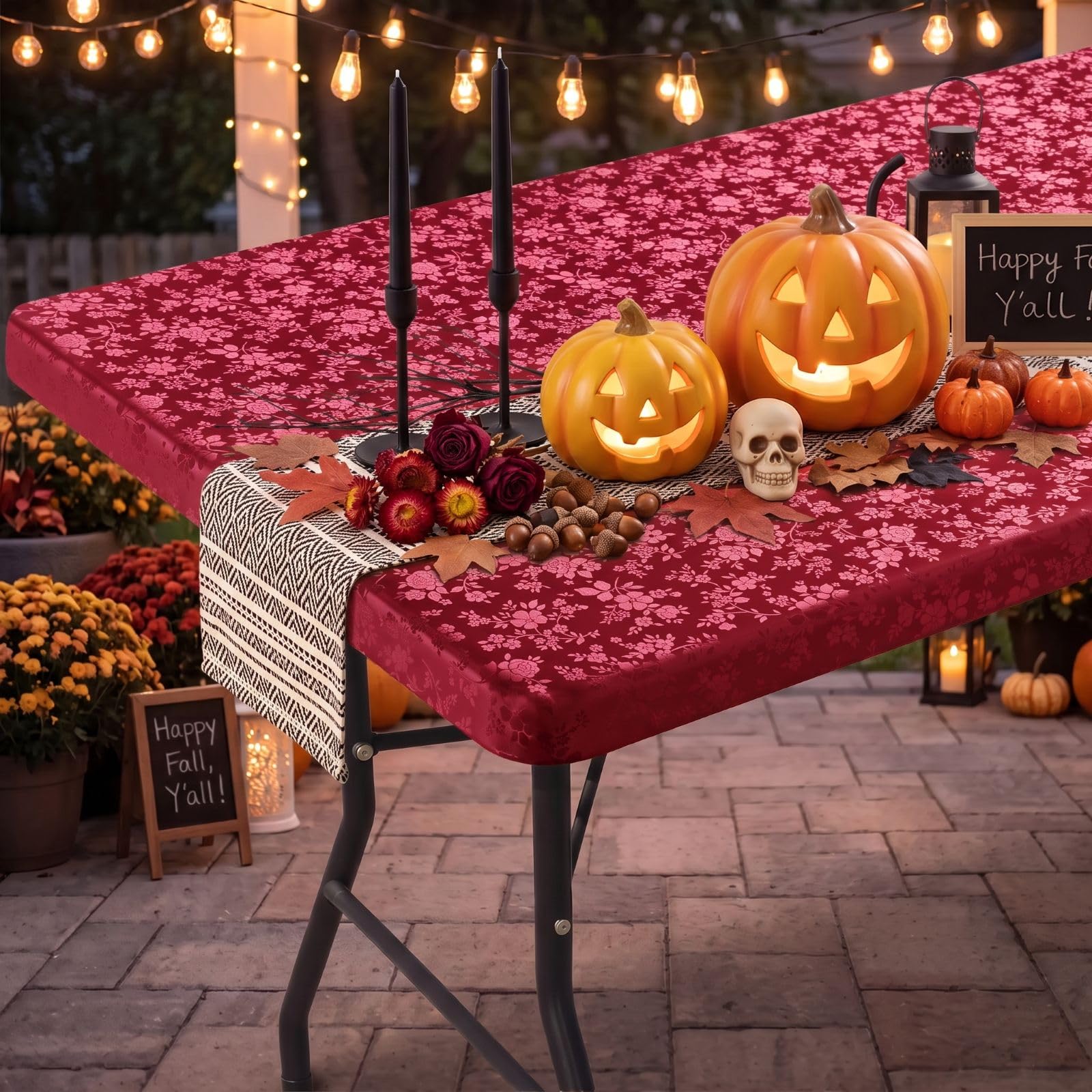Smiry Heavy Duty Vinyl Fitted Tablecloths for 8 Foot Rectangle Tables