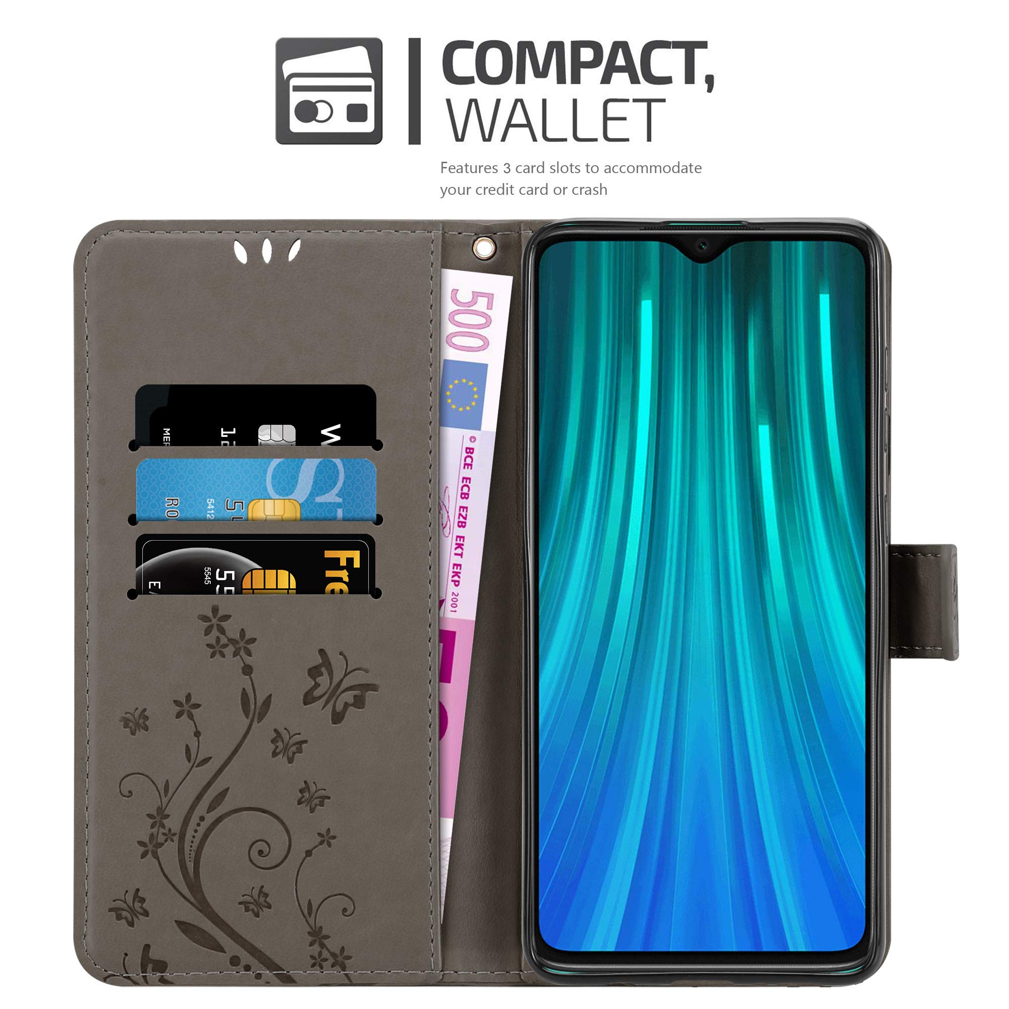 CADORABO Cover con chiusura magnetica, funzione stand e tasca per le carte CUSTODIA A LIBRO per RedMi NOTE 8 PRO, Oro Rosa