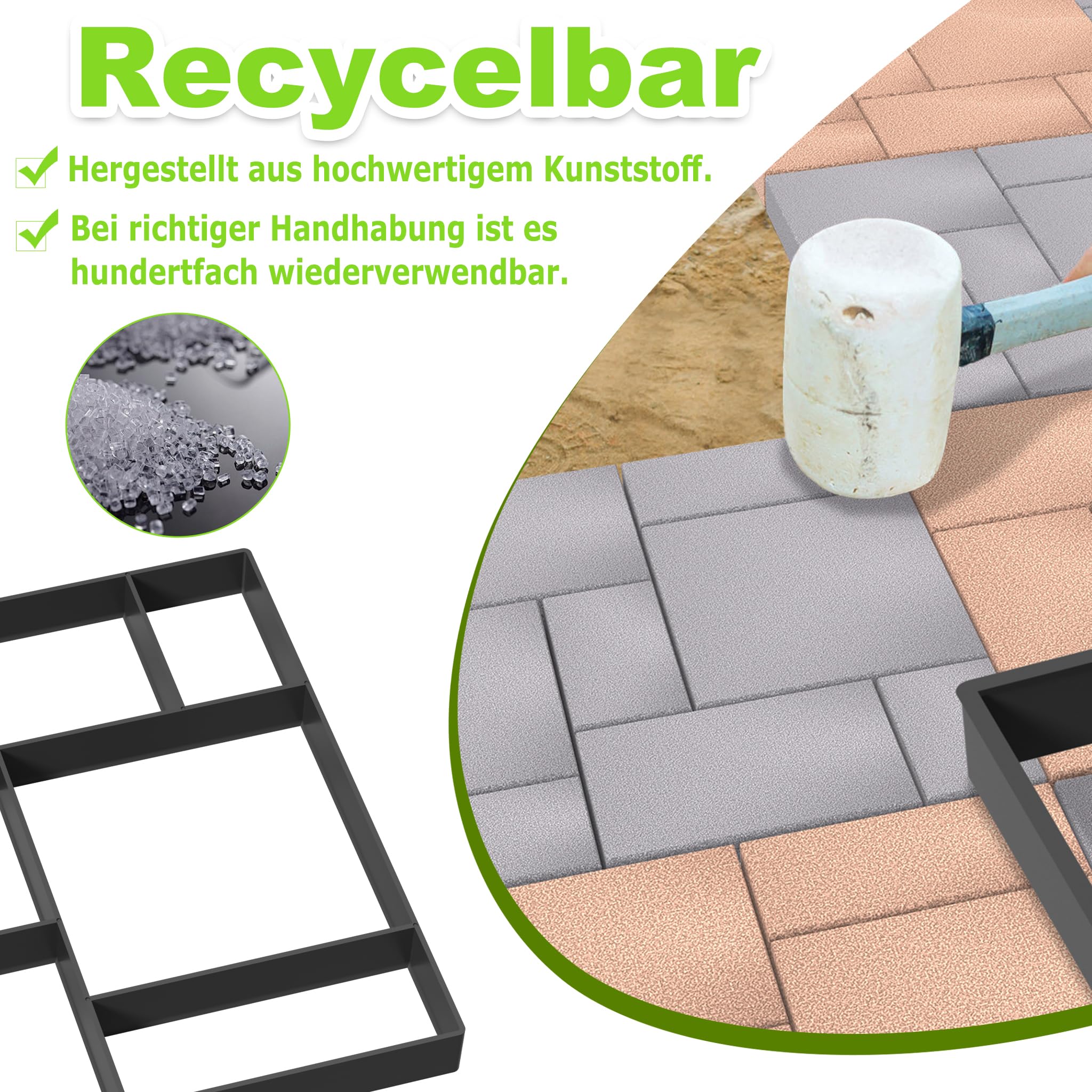 YRHome Stampo per cemento da giardino, in plastica, per pavimentazione, per pavimentazione, giardino, quadrato, modello 1 (8 camere), 1 pezzo