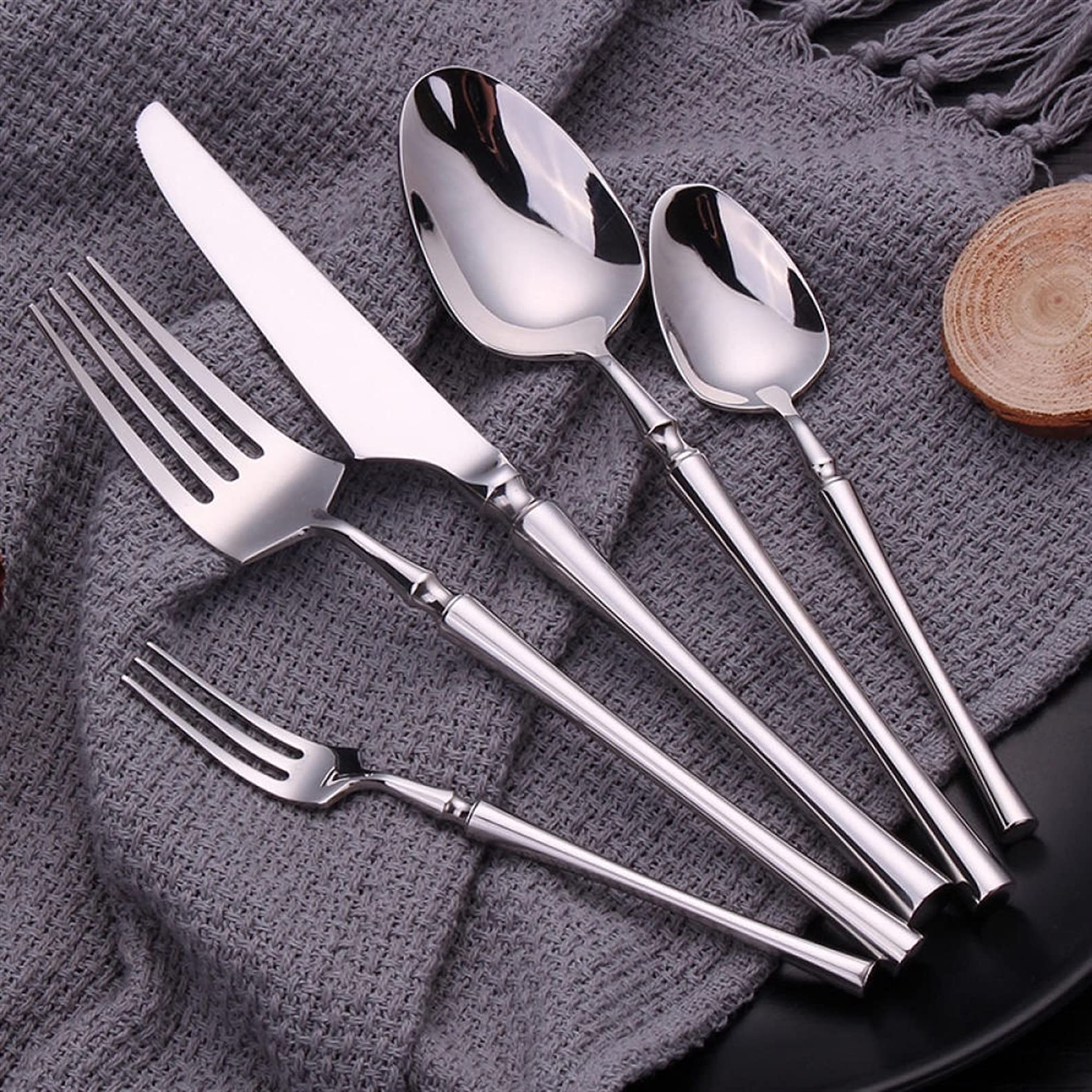 Edelstahlbesteck Besteckset, Besteck-Sets Besteck Edelstahl Löffel Gabel Messer Set Spiegel Licht Geschirr Geschirr Set Kaffee Tee Löffel Besteck Set