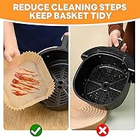 Vista 3 de Forros para freidora de aire pequeños desechables de 2 cuartos de galón para freidora de aire COSORI de 2.1 cuartos de galón, papel pergamino