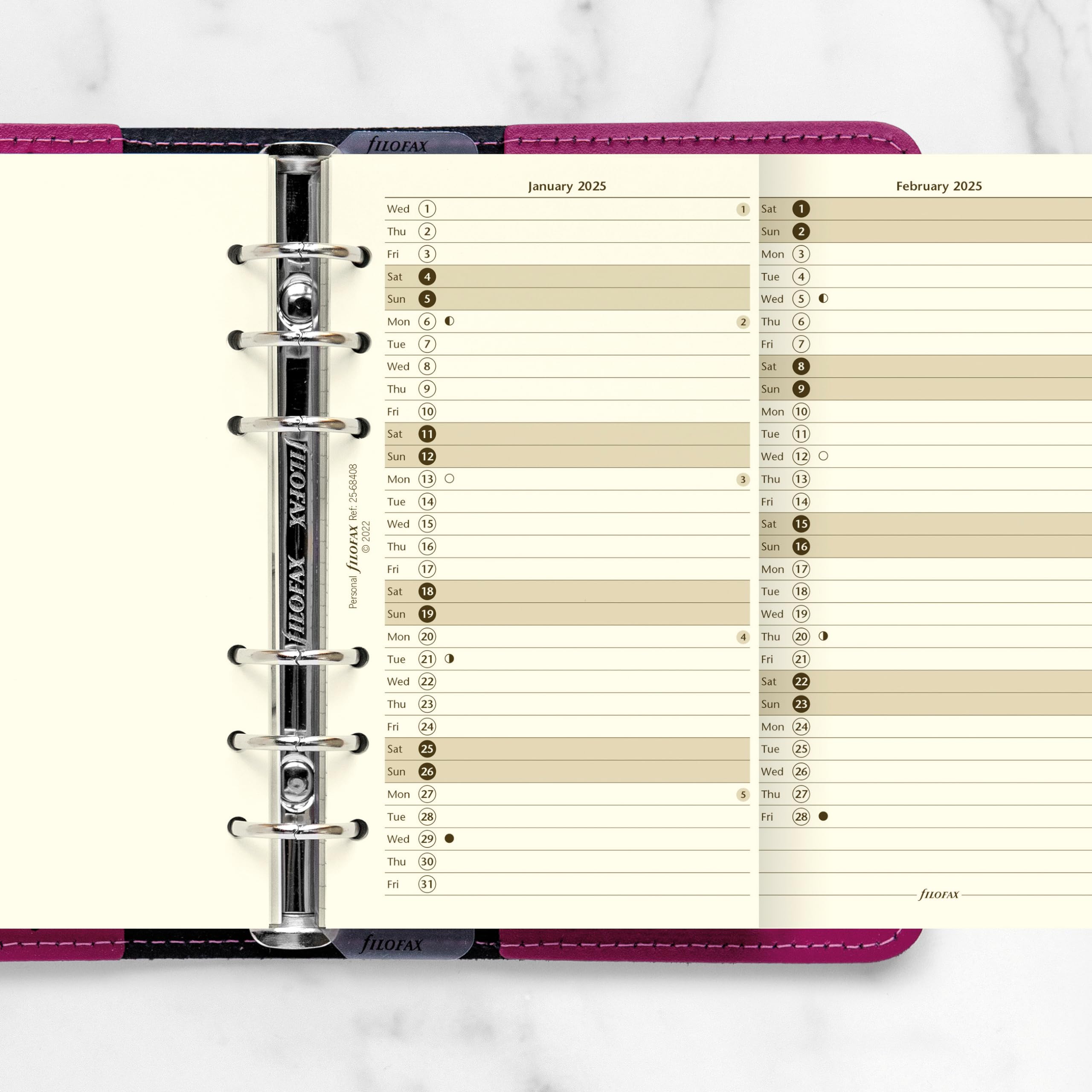 Filofax Calendar Diary Refill, Personal/Compact Size, Vertical Year Planner, Cotton Cream Paper, English, 2025 (C68408-25 - View #7