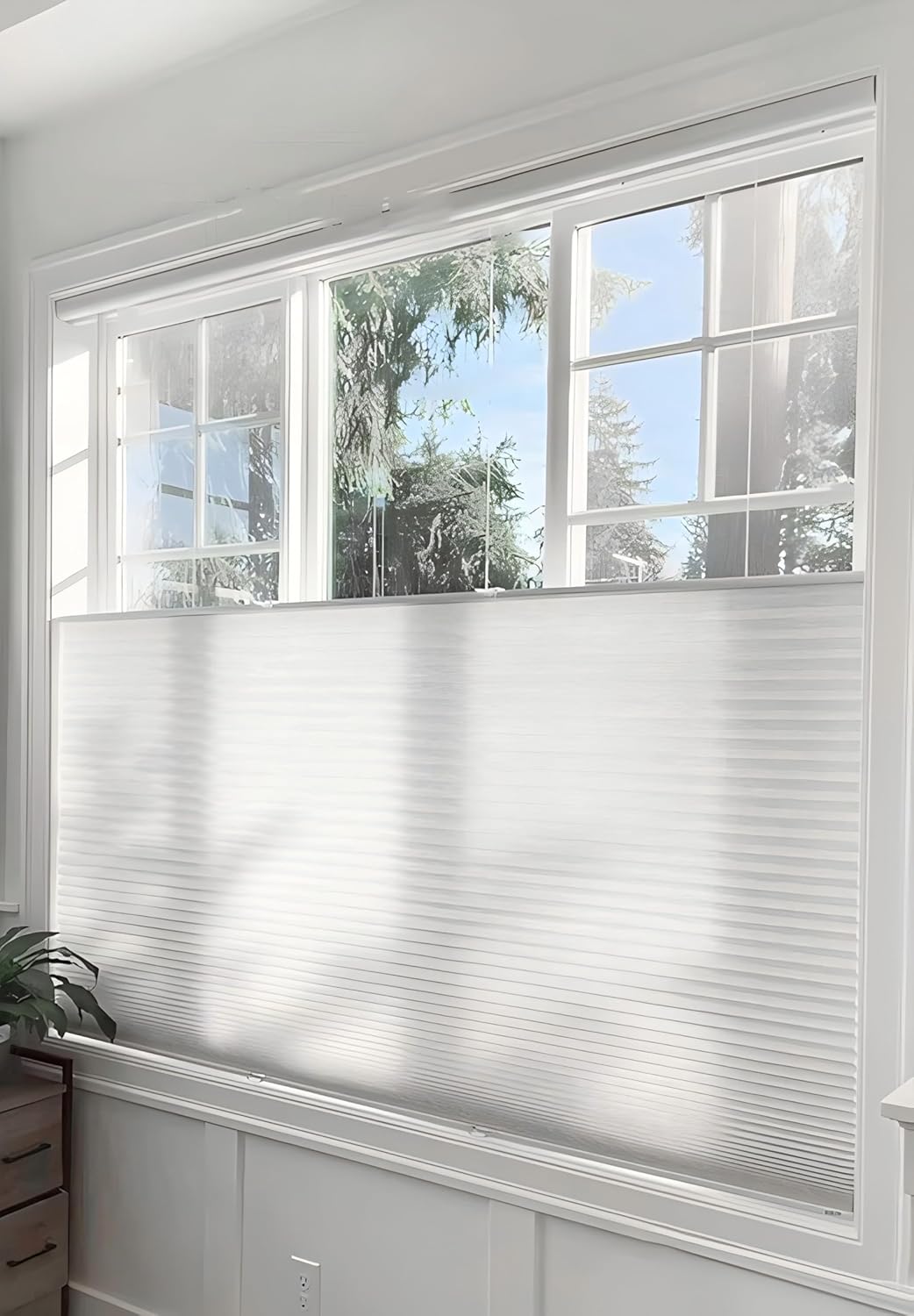 Custom Color-Matched Top Down Bottom Up Cellular Shades, Privacy Light Filtering Cordless Top Down Bottom Up Cellular Shades, Energy-Saving Honeycomb Blinds, Noise Reduction Honeycomb Blinds 01- White (Light Filtering) 26"W x 36"H (Ready to Ship)