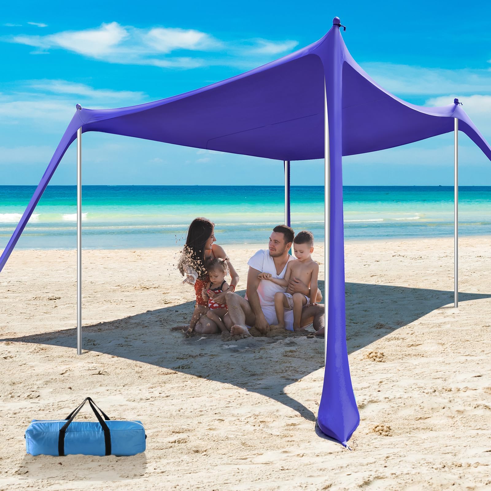 royal beach tent 10x10FT, Sun Shelter Beach Canopy with 4 Sandbags, Blue Horizon Devices Precision Drive Eco Upgraded Angled Billet Gas Pedal Cover for 350z Pedals (Color):Silver while the included sand