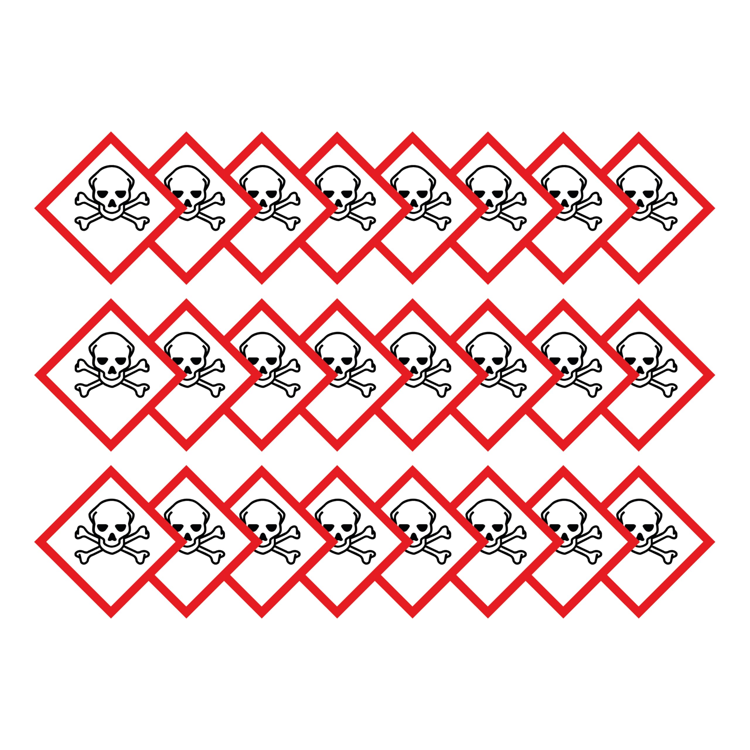 Toxic Warning Hazard Diamond Multi Pack 100mm x 100mm Strong Adhesive Vinyl Stickers for Safety (24)