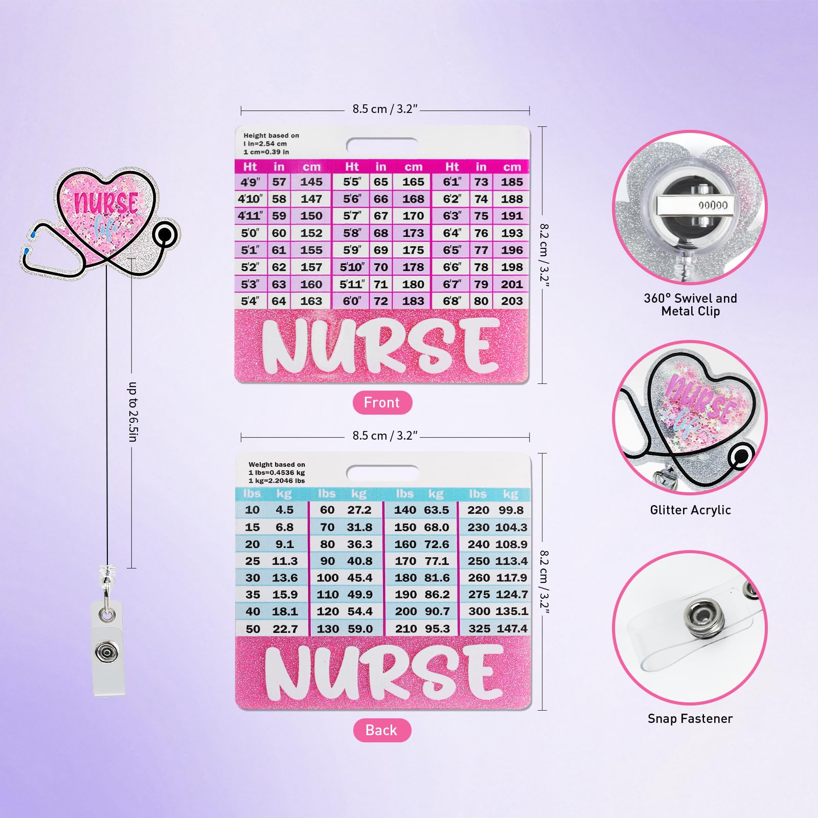 Scian Kit de iniciación de enfermera, 13 piezas, esencial para el trabajo, regalo médico perfecto para estudiantes de medicina, bolsa portátil púrpura con estetoscopio, esfigmomanómetro, otoscopio
