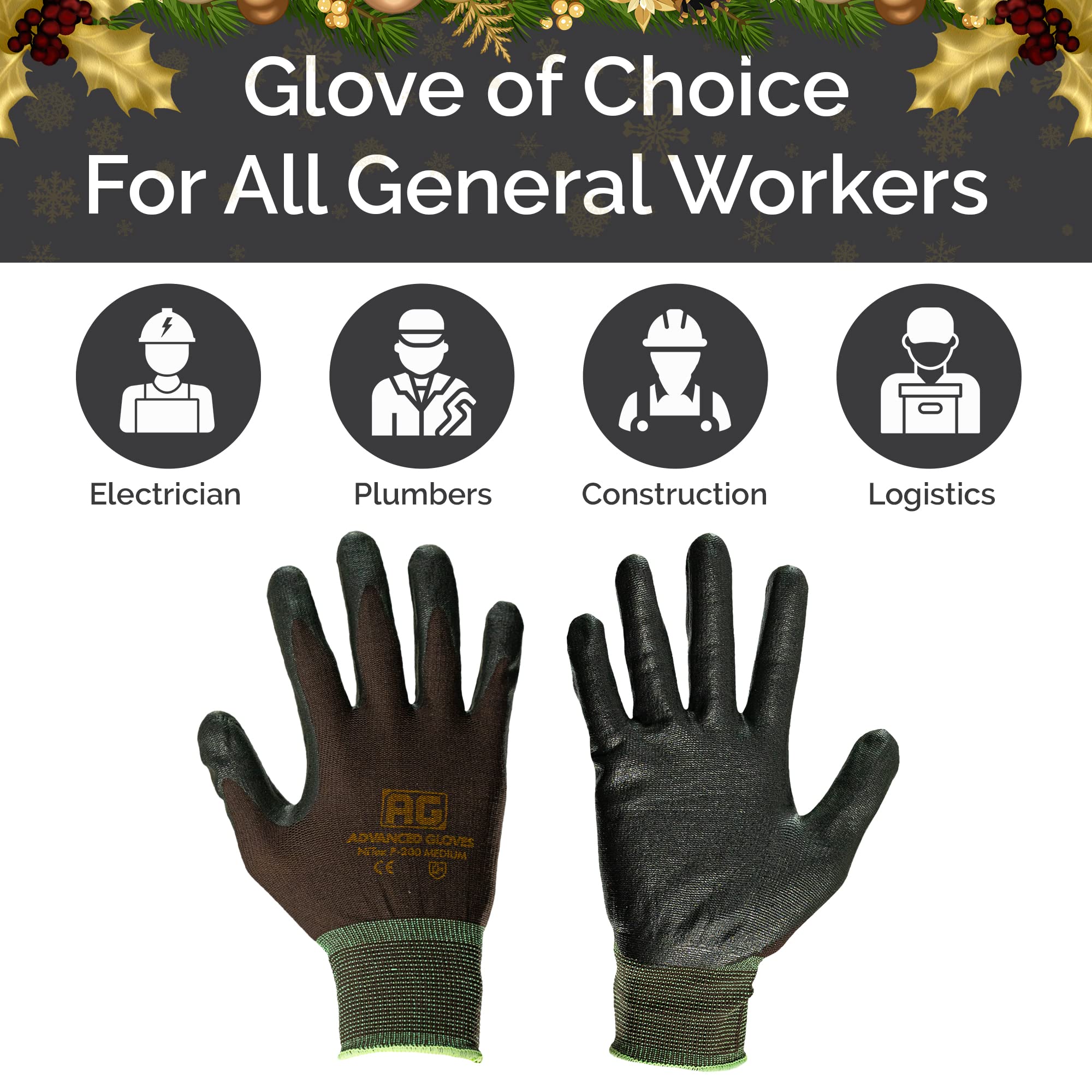 Guantes de nitrilo de nailon NiTex P-200, guantes de uso general con revestimiento de espuma de nitrilo transpirable para agarre aislado, marrón, 12 pares, 2X