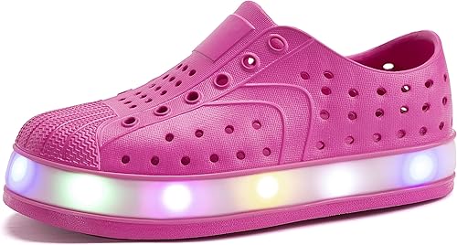KALEKI Toddler Water Shoes,Kids Slip-On Shoes,Waterproof Light Up Shoes for Boys