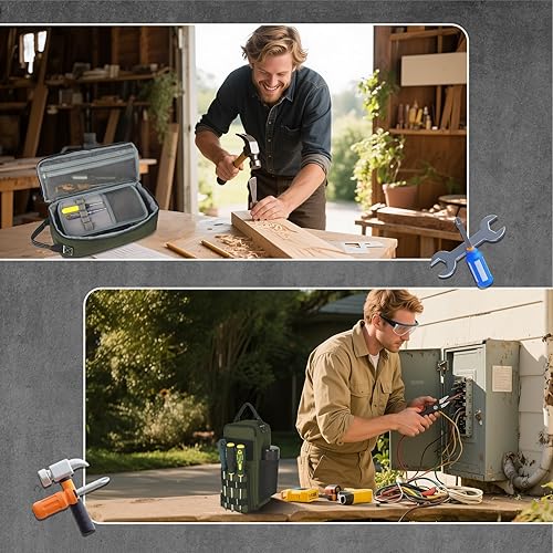 Miniatura 7 de LAKE OF FIRE Pequeña bolsa de herramientas para hombres con múltiples bolsillos, impermeable, resistente al agua, bolsa de herramientas con