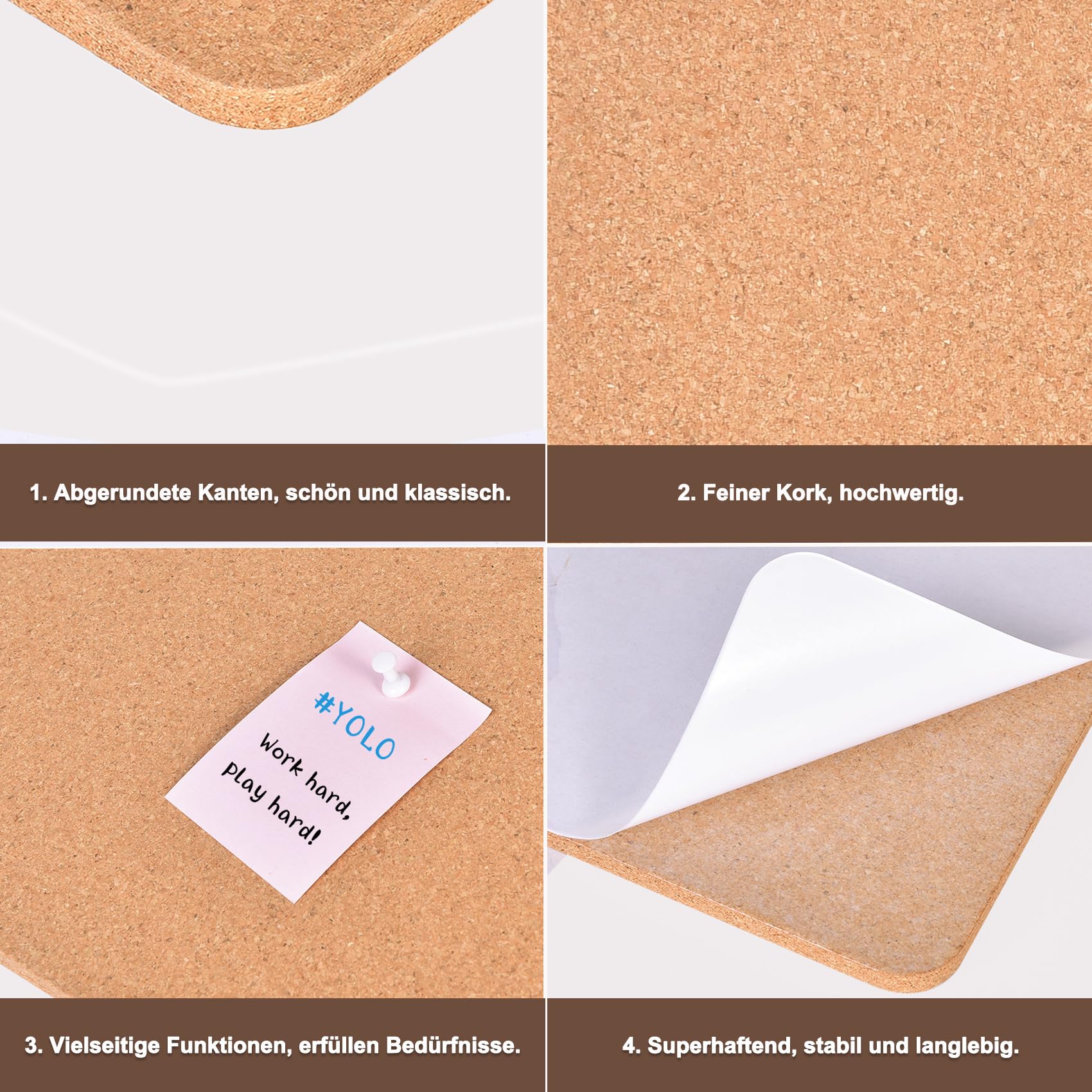PH PandaHall 4 m x 1,5 inch prikbordstrips, kurkstrips, kurkroltape voor muurplakbord, frameloze notitiebordtape met zelfklevende achterkant voor kantoor, school, thuis, notities, foto, 10 mm dik