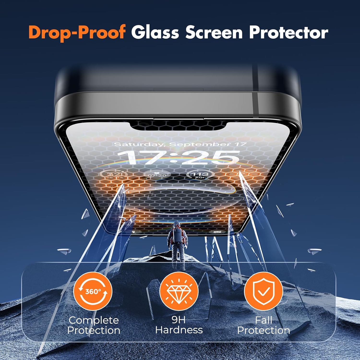 UNBREAKcable for iPhone 16e Screen Protector, 3-Pack Shatterproof Tempered Glass [Easy Installation Frame] [99.99% HD Clear] [9H Hardness] [Case Friendly] [Bubble Free] for Apple iPhone 16e 6.1 inch - Image 2