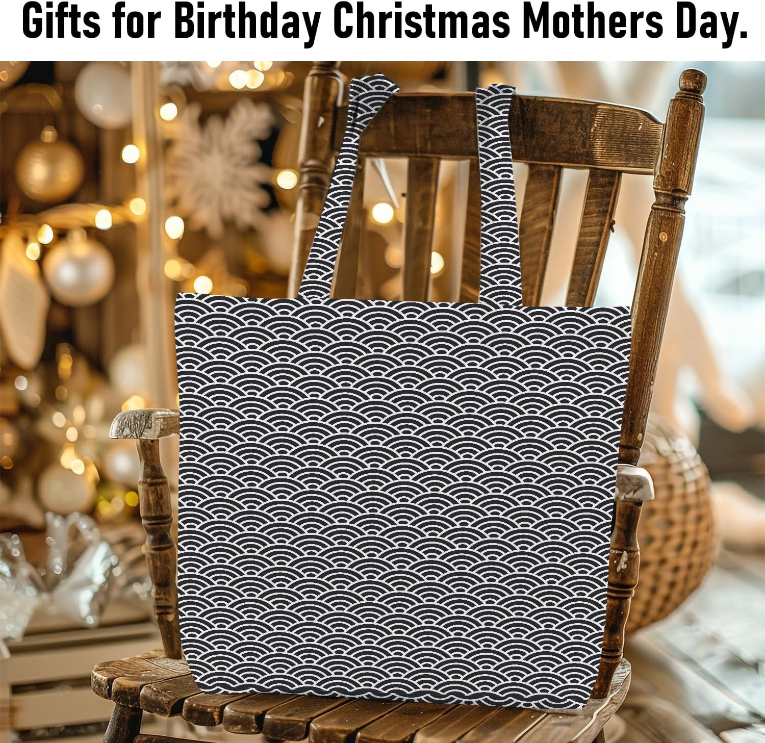 Decohim Multiple Packs Floral Japanese Print Canvas Tote Bag Reusable Grocery Bags Gifts for Women Girls Birthday Christmas - Image 6