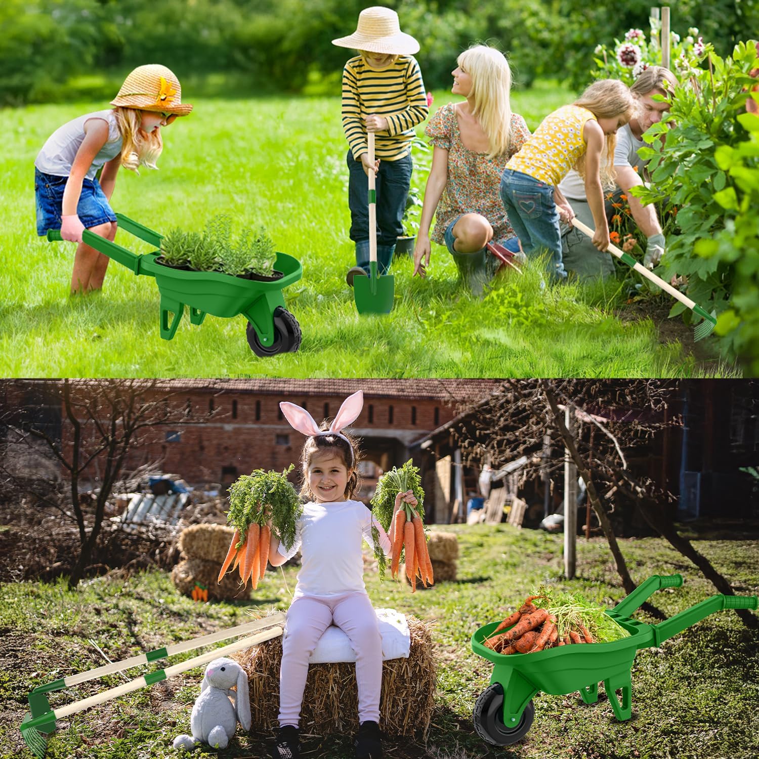Kids Gardening Tools Outdoor Toys Set Backyard Play with Wheelbarrow Educational STEM Learning Pretend Toys Outdoor Indoor for Toddlers Kids Boys Girls