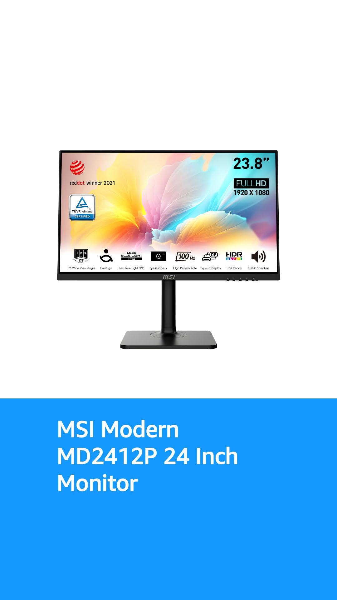 MSI Modern MD2412 24インチモニター MSI Modern MD2412PW 24-inch IPS 1920 x 1080 (FHD) Computer Monitor