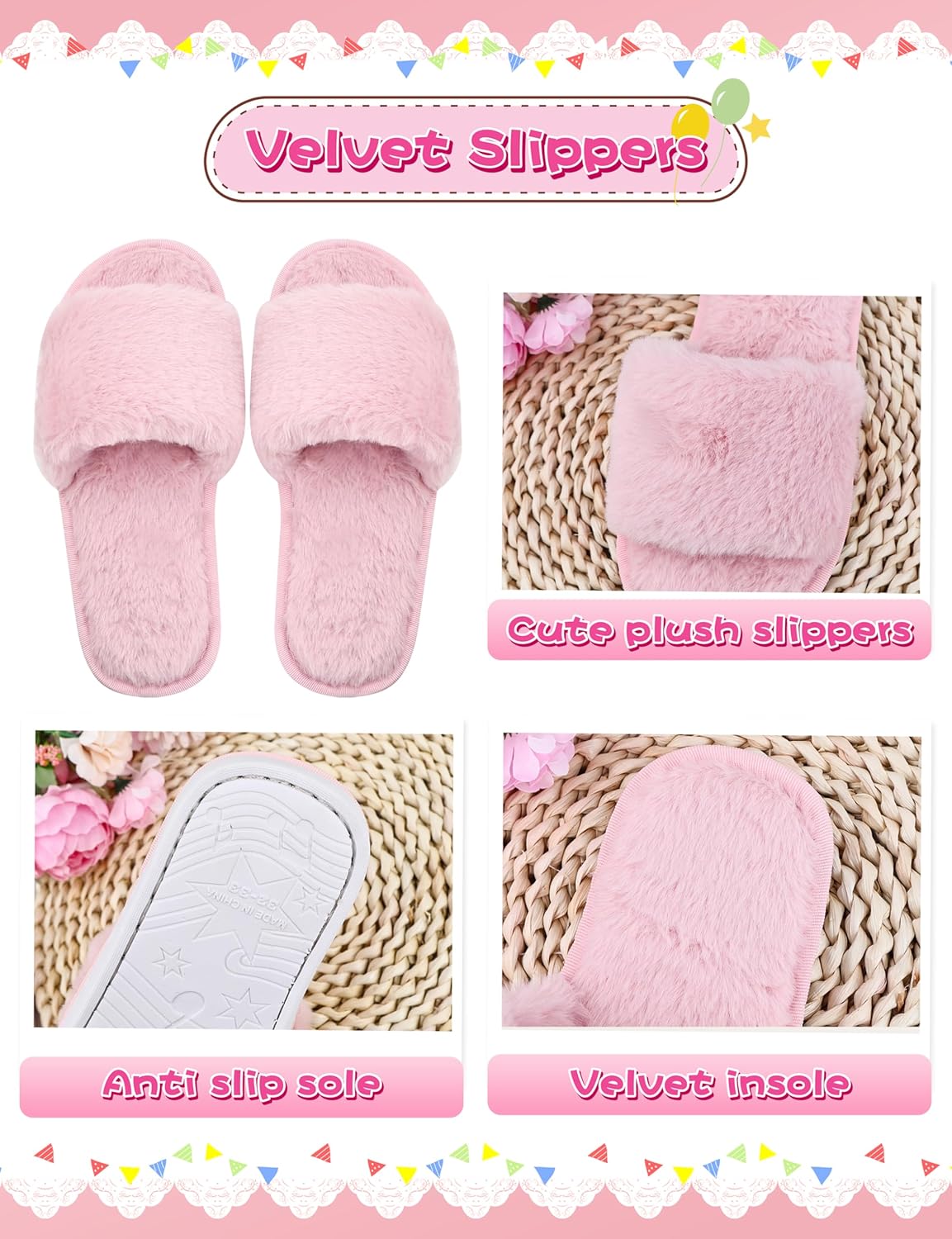 10 Pcs Flower Girl Robe Set Flower Girl Robes Slippers Canvas Bag Hairbands Hair Ties for Spa Birthday Wedding Party