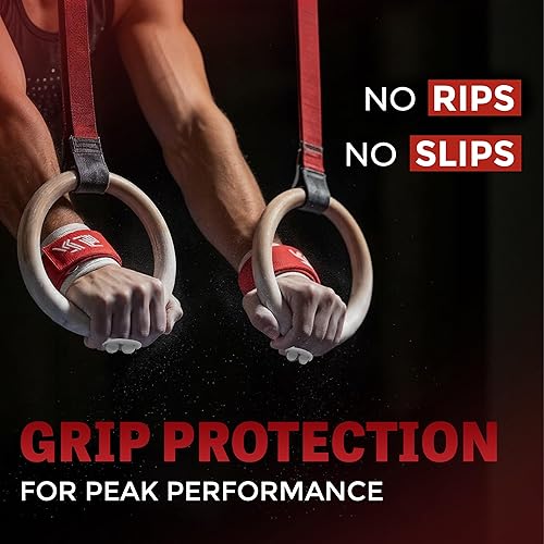 Miniatura 3 de Reisport Men's Ring Gymnastics Grips - Durable Leather Hand Grips for Gymnastics Rings Men & Boys - Gymnastics Equipment & Accessories for Advanced