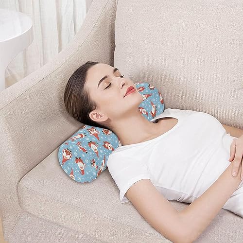 Miniatura 5 de Christmas Dwarfs Blue Bolster Pillow for Couch Cervical Neck Roll Pillow Cover Round Pillow Foam Foam Cylinders Sleep Posture Support