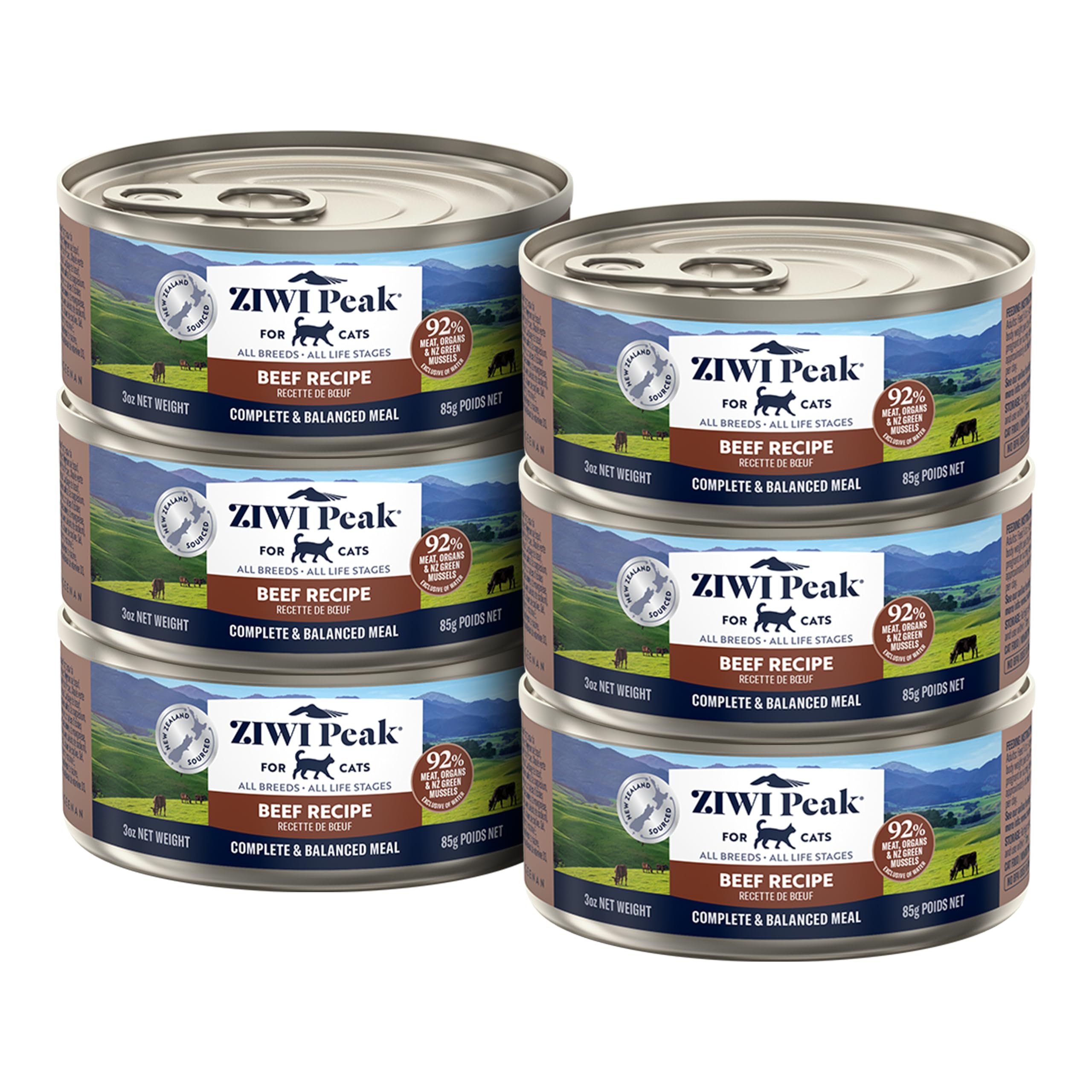 ZIWI Peak Wet Cat Food – All Natural, High Protein, Grain Free, Limited Ingredient, with Superfoods (Beef, Case of 6, 3oz Cans)