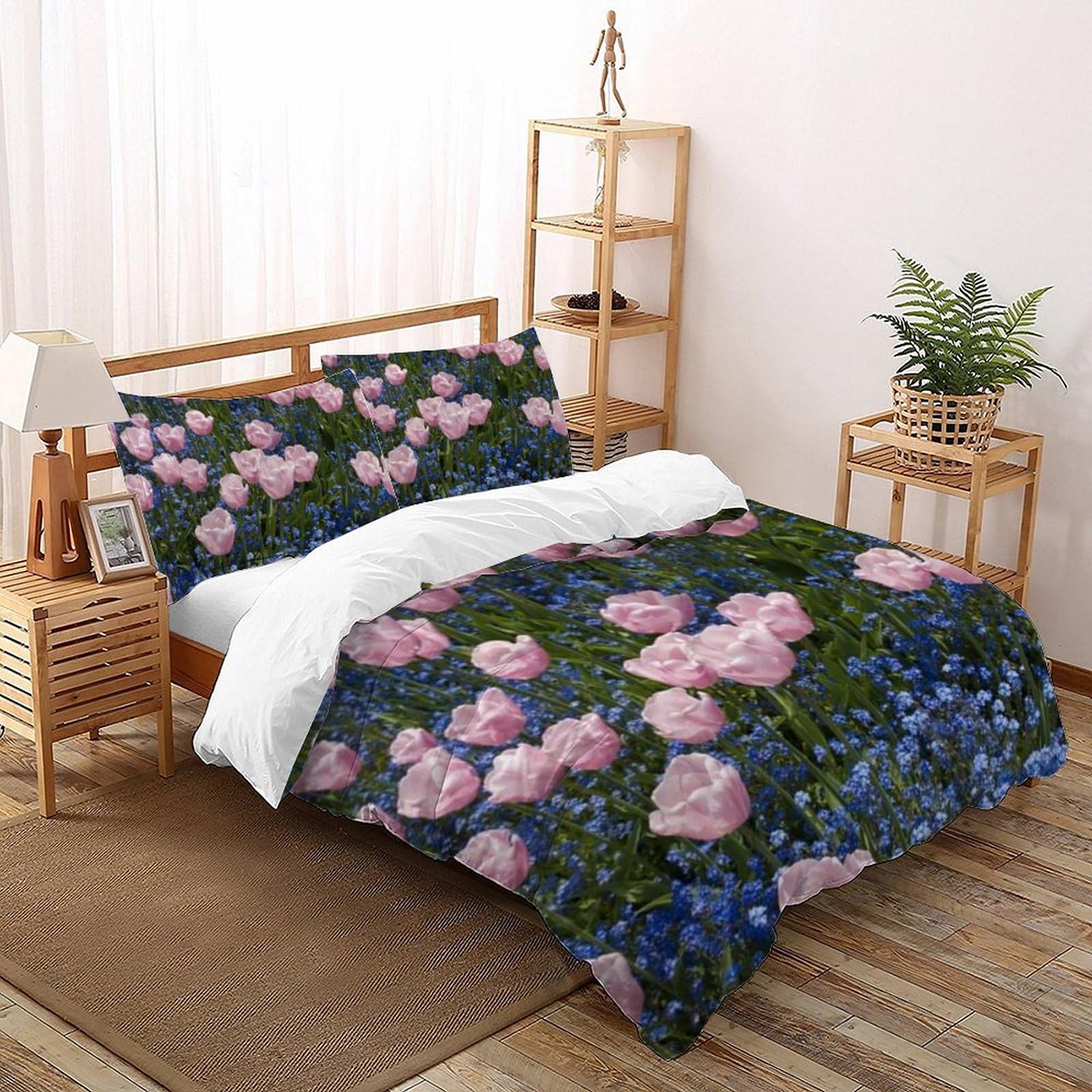 Housse de couette garcon fleurs plantes lit King 220x240