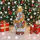 Mini Christmas Tree, Small Christmas Tree with Base, Artificial Tabletop Christmas Trees for Party and Home Decor (Yellow)