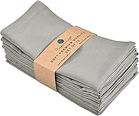 Vista 20 de Fingercraft Juego de 12 servilletas de tela de mezcla de lino y algodón, lavables, calidad premium, fiestas, bodas, servilletas de cena en inglete