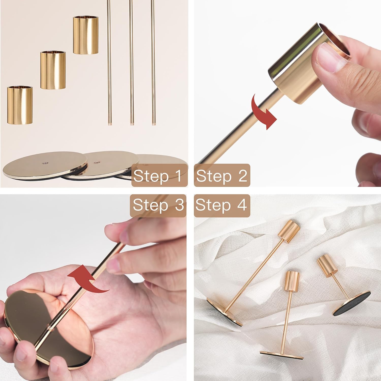 Gold Candlestick Holders - Bulk Decorative Metal Candelabra for Taper Candles - Fit 0.8 Inch Diameter - Gold Taper Candle Stands for Wedding Home Party Table Decor (Set of 18) - Image 3