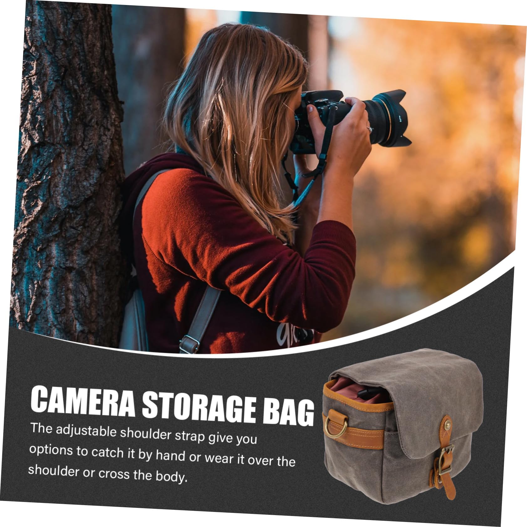 HOMSFOU Borsa Tracolla Portatile in Canvas Verde per Macchina Fotografica Custodia Protettiva per Viaggi e Uso Quotidiano