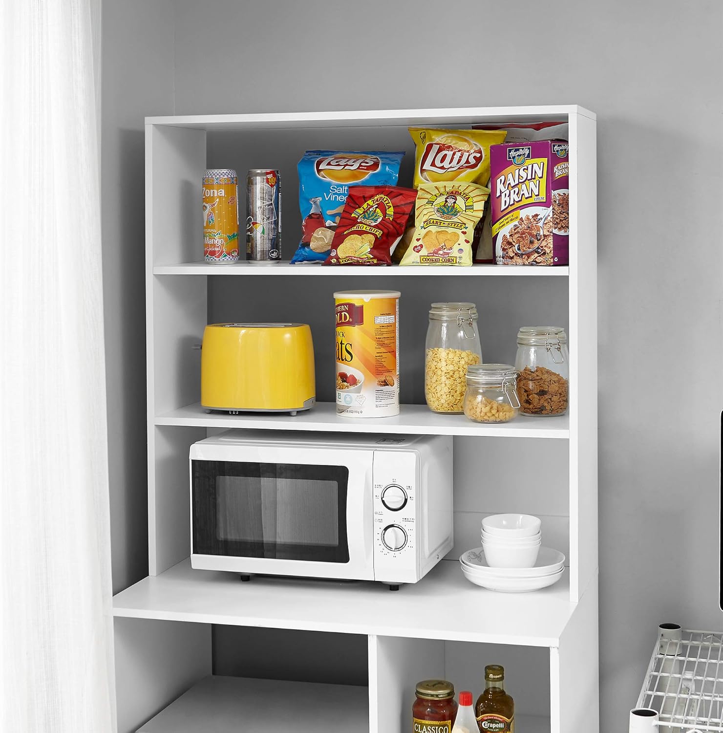 Yak About It Mini Fridge Dorm Station with Top Shelf - White