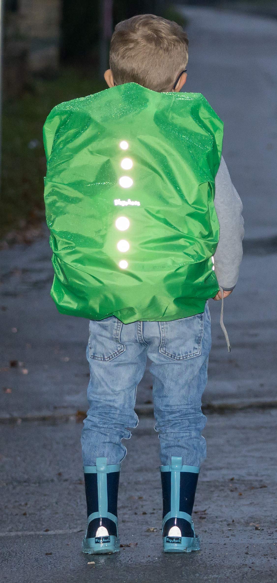 Playshoes Unisex dziecięcy pokrowiec przeciwdeszczowy na plecak, pokrowiec przeciwdeszczowy (1 opakowanie), Zielony, 29, zielony, M, pokrowiec przeciwdeszczowy na plecak