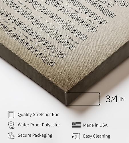 Miniatura 3 de Poster Master Lienzo Because He Lives, impresión de partituras de música retro, arte de himnario, regalo para hombres, mujeres y músicos, decoración