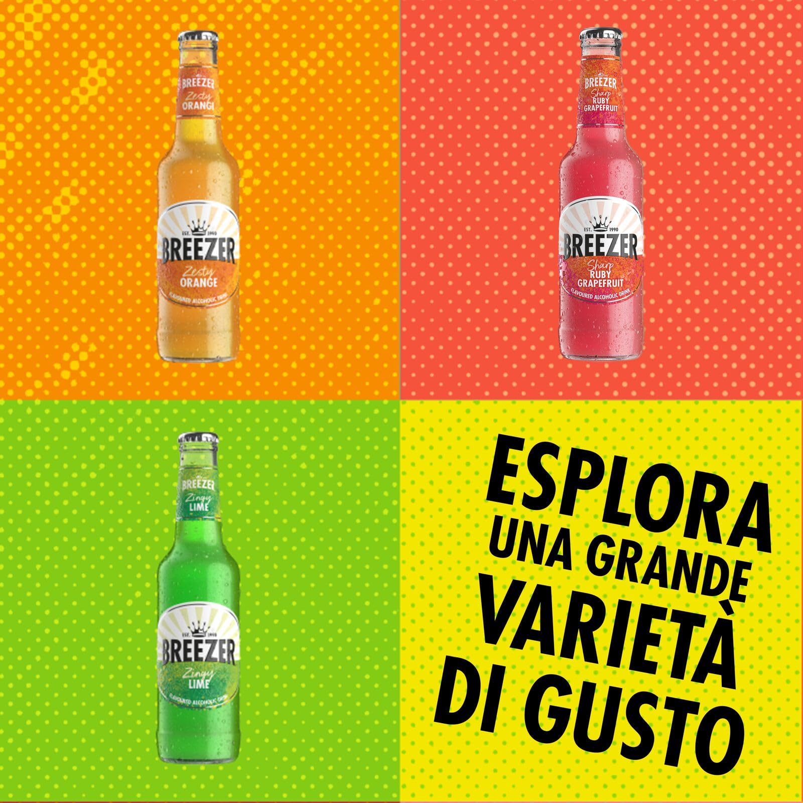 Drink alcolico BREEZER al gusto Lime, vol. 4%, 24 x 27,5 cl / 275 ml, Drink alcolico premiscelato e pronto da bere in bottiglia