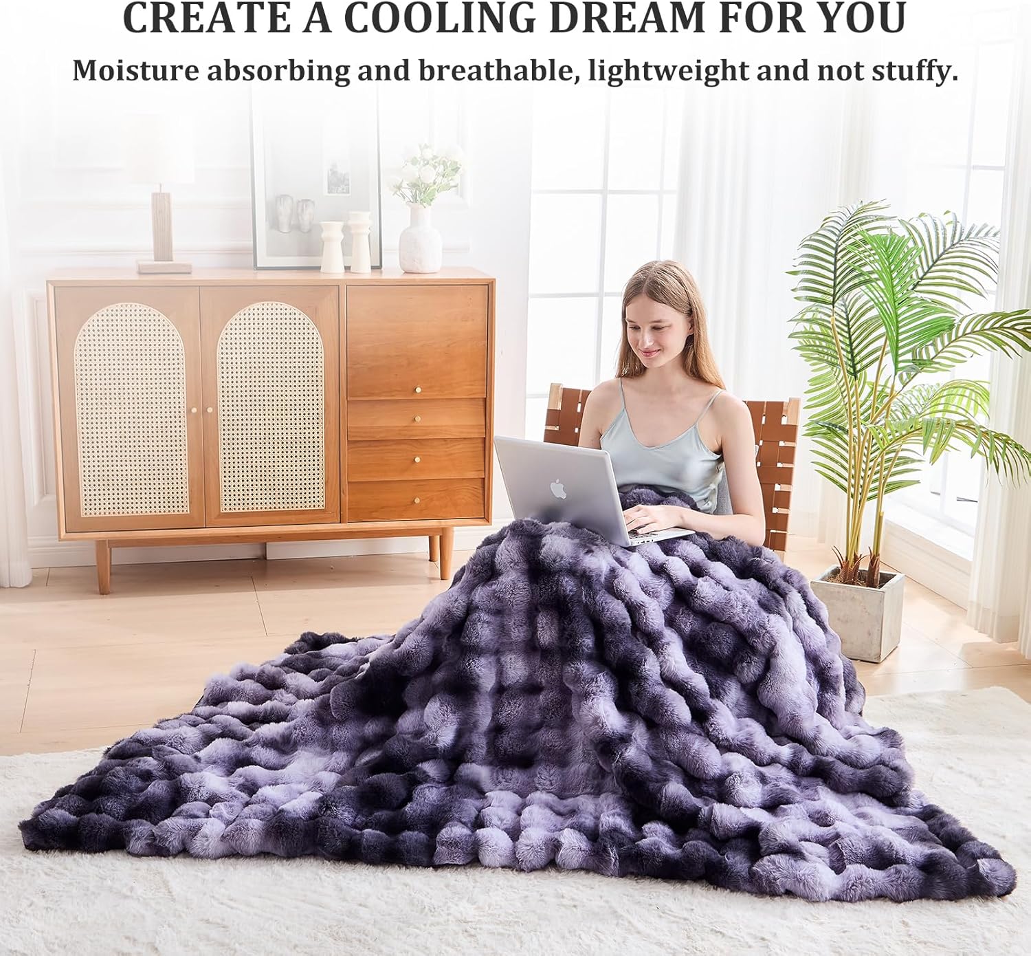 Faux Fur Throw Blanket for Couch, 1000 GSM Cozy Fuzzy Fluffy Soft Plush Thick Bubble Sherpa Blanket for Sofa Bedroom Living Room, Mothers Day Birthday Gifts for Women Home Decor - Image 2