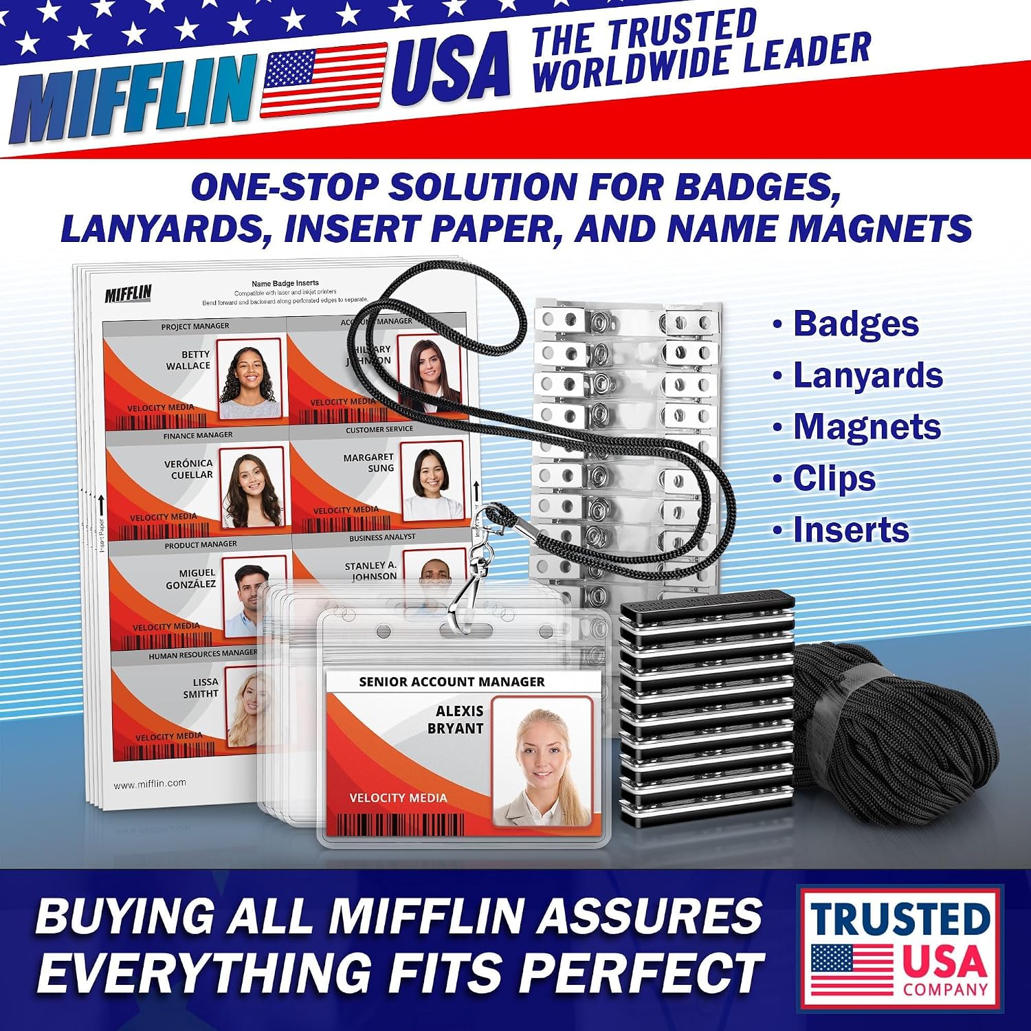Magnetic Name Badge Holders - 50 Pack - 3x4 inches Zipperless Horizontal ID Badge Sleeves + Strong Magnet Plates for Name Tags, Identification Cards, Employee Badges