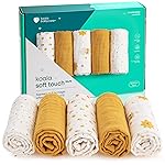 Koala Babycare 5 Pack 20x10 Muslin Burp Cloths for Baby Boys and Girls - GOTS & Oeko-TEX Cotton Burp Rags for Newborns - Absorbent Neutral Burping Cloths for Feeding - Washable Baby Bibs Essentials