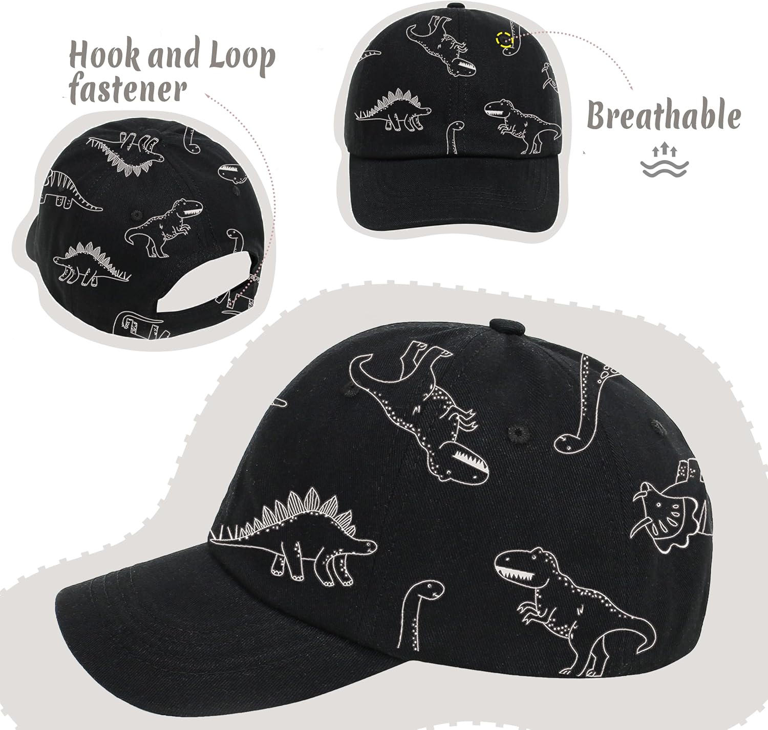 Urban Virgin Toddler Baseball Hat Baby Boys Cap Girls Adjustable Dinosaur Baseball Hats Kids Boy Caps Toddler Sun Hats - Image 3