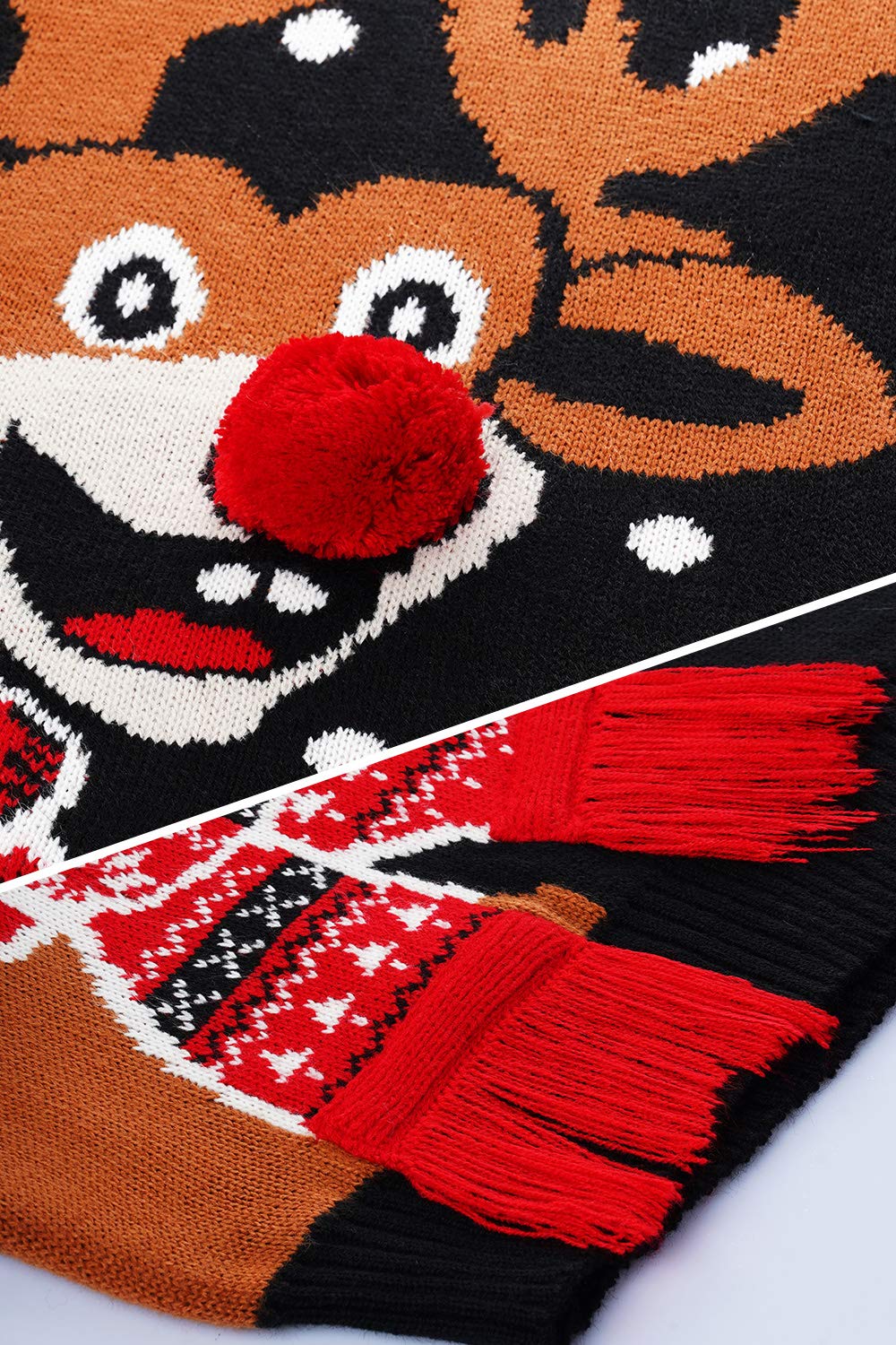 U LOOK UGLY TODAY Pull de Noël Laid pour Les Hommes, Festif pour Une Fête de Noël,Red Nose Romp-black,XL