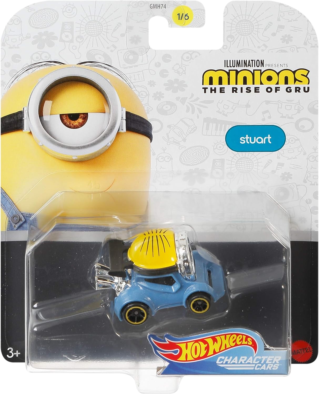 Hot Wheels Character Cars Minions The Rise of Gru Stuart 1:64th Scale DieCast Vehicle 1/6