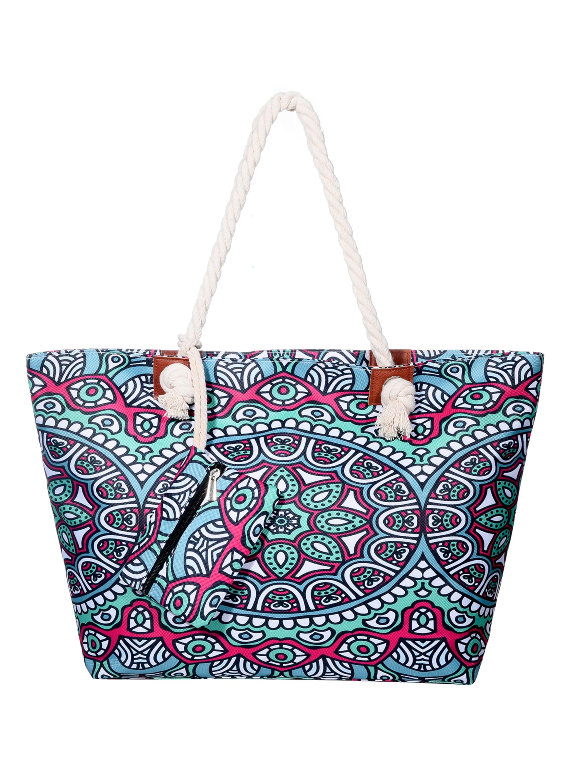 DonDon Strandtasche mit Reißverschluss, Große Strandtasche XXL, Shopper Tasche Damen - Praktische Beach bag Umhängetasche Damen Badetasche für Strand und Meer