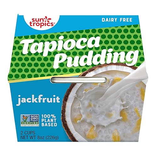 Sun Tropics Pudín de tapioca, fruta de yaca, pudín vegano, sin lácteos, sin gluten, sin OMG, listos para comer, 8.0 onzas (paquete de 6)