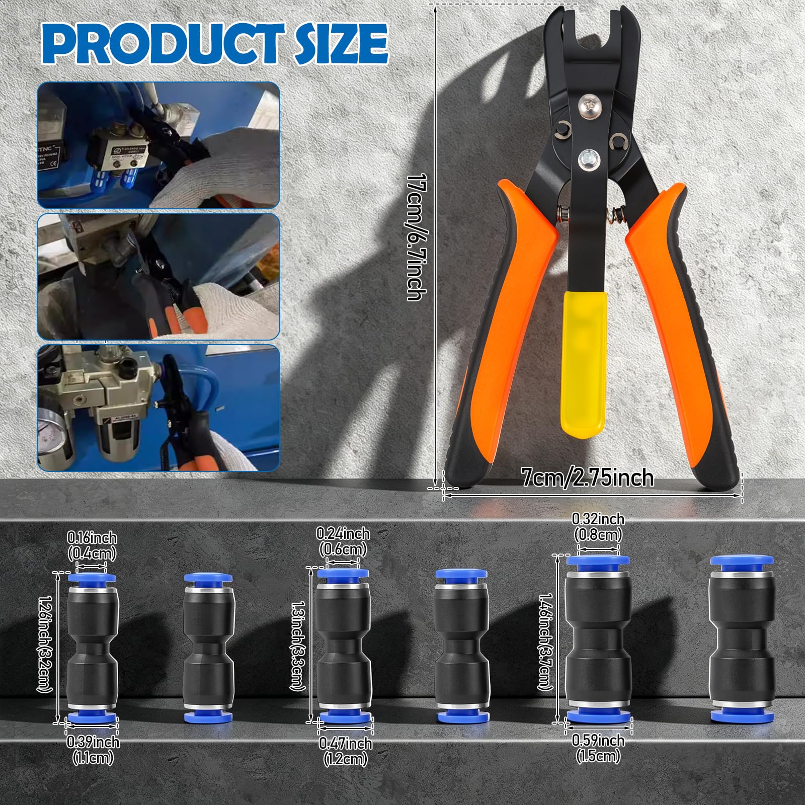 Air Line Removal Tool Pliers, Push to Connect Fittings Disconnect Tool for Air Hose, Quick Connect Pneumatic Fitting Release Plier for Automotive & Industrial Use (1/4" & 5/16" (6mm, 8mm)) — Amazon image 4
