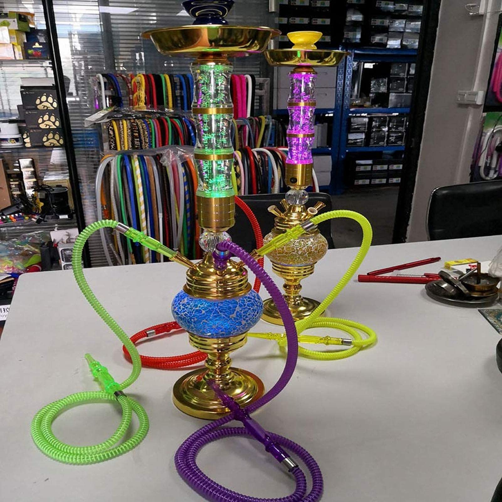 Set Di Narghilè Di Lusso Con Il Kit Narghilè Con 4 Tubi Arabo Narghilè Con Luci Colorate Un Regalo Per I Tuoi Parenti E Amici