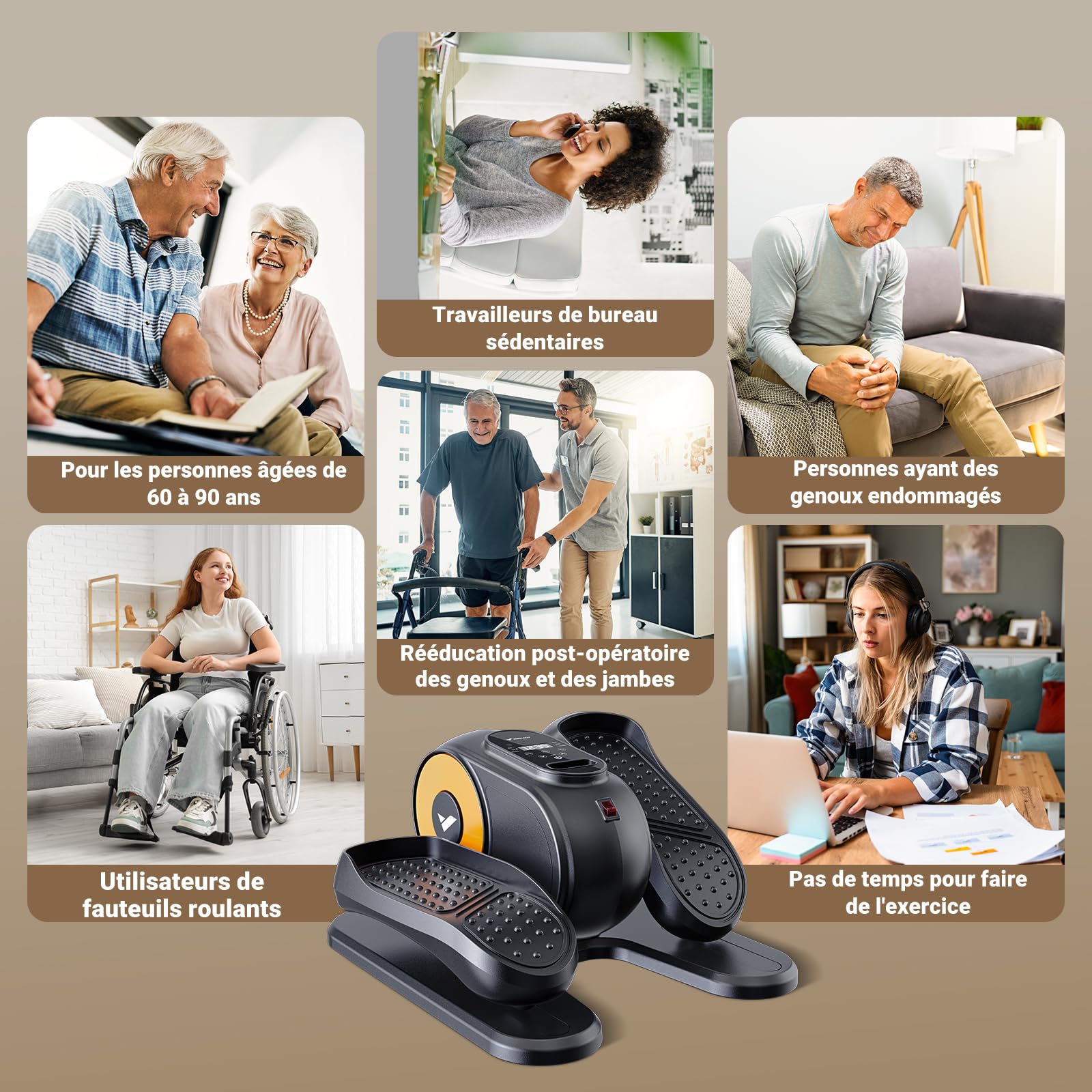 MERACH Elliptique de Bureau pour Maison, Mini Vélo Elliptique ÉLectrique Compact avec Télécommande, Écran, 12 Vitesses, Sangles pour Les Pieds, Silencieux et Portable, pour Seniors et Adultes