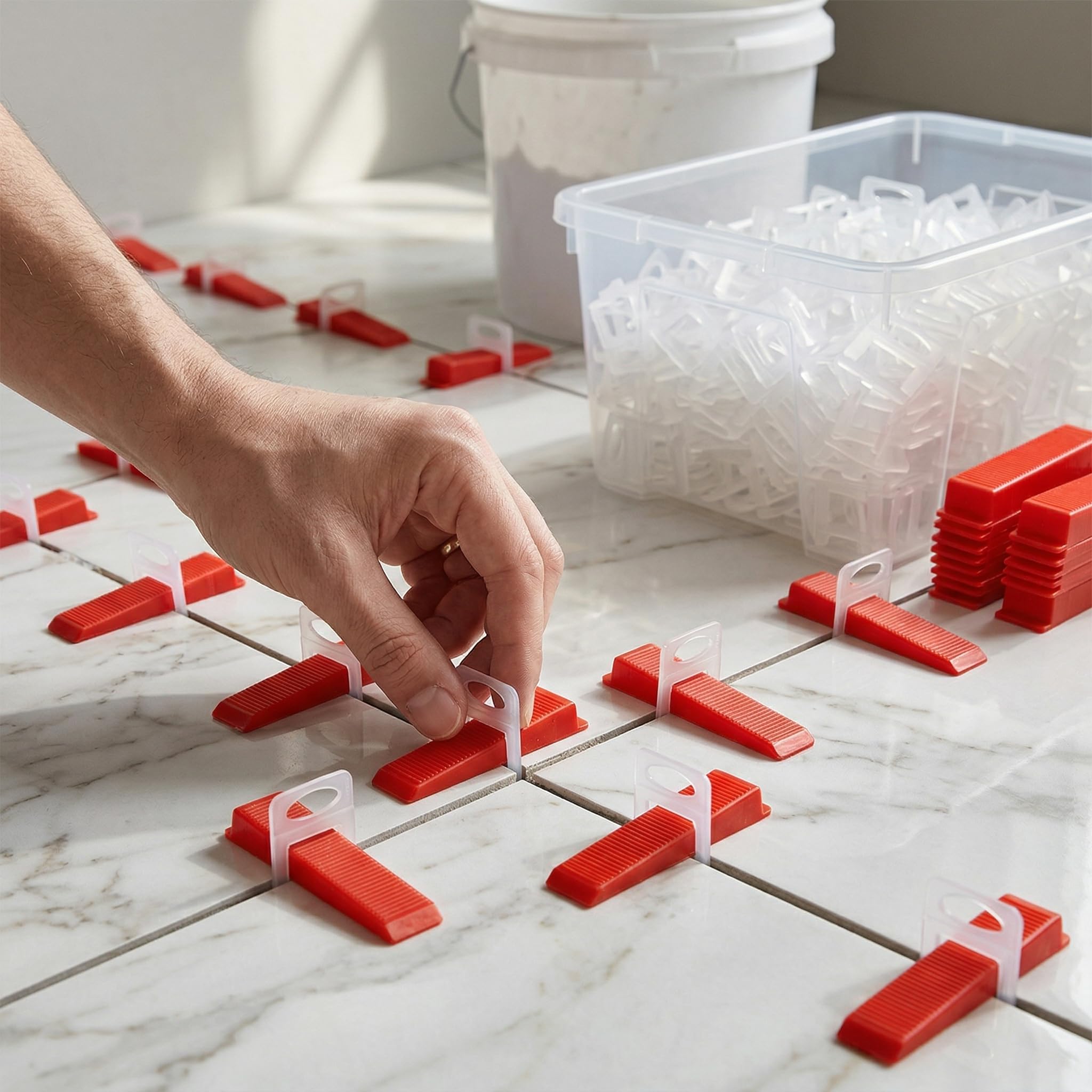 Sistema de nivelación de baldosas, 600 Piezas, cuñas para Azulejos y Base de 1,5 mm, para Colocar baldosas en Suelos y Paredes, Reutilizable, fácil de Usar