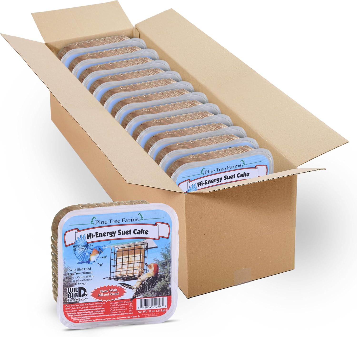 Pine Tree Farms Hi Energy Suet Cake for Wild Birds 12 oz. (Pack of 12)