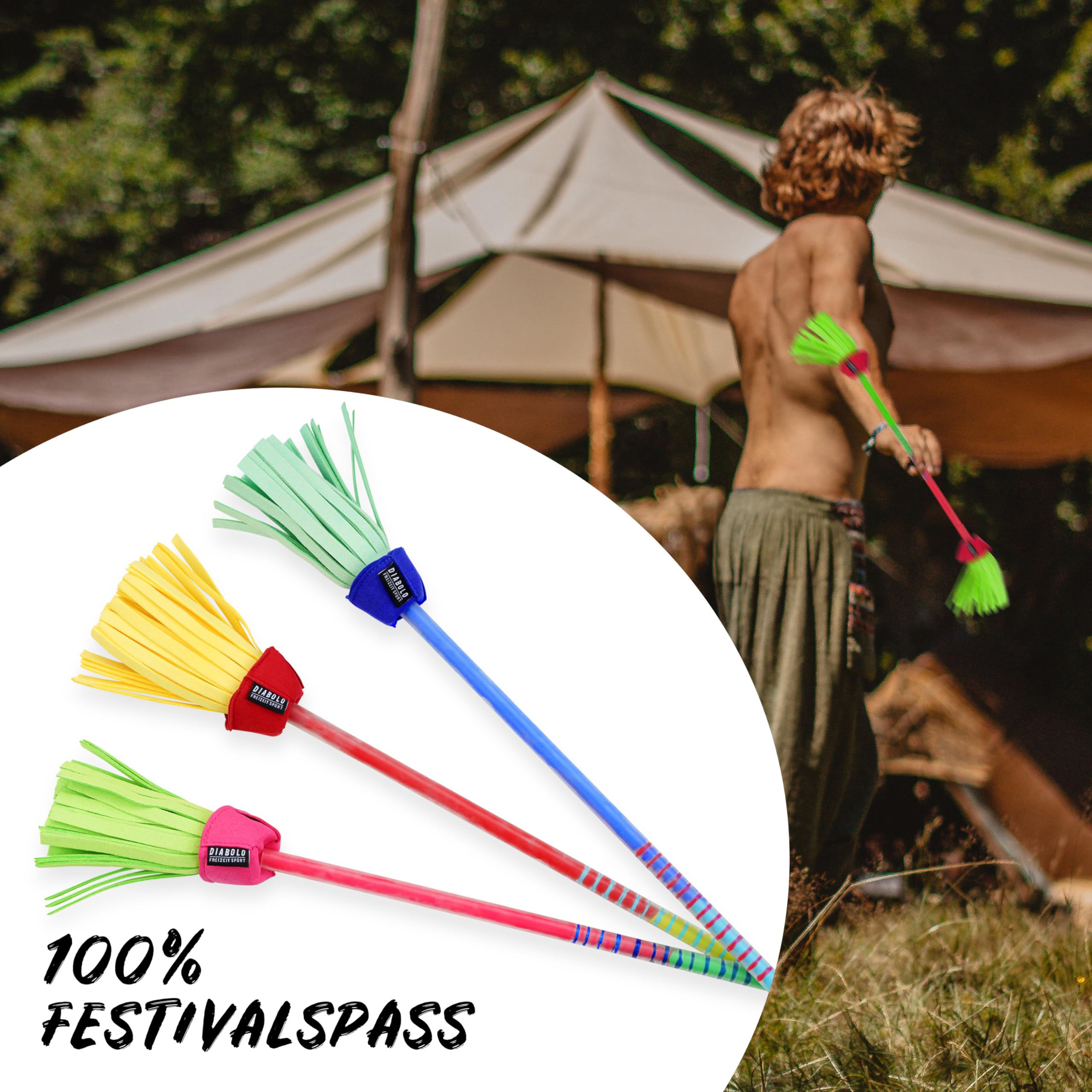 Diabolo Freizeitsport Flowerstick Pro (grün-pink) - Flowerstick aus