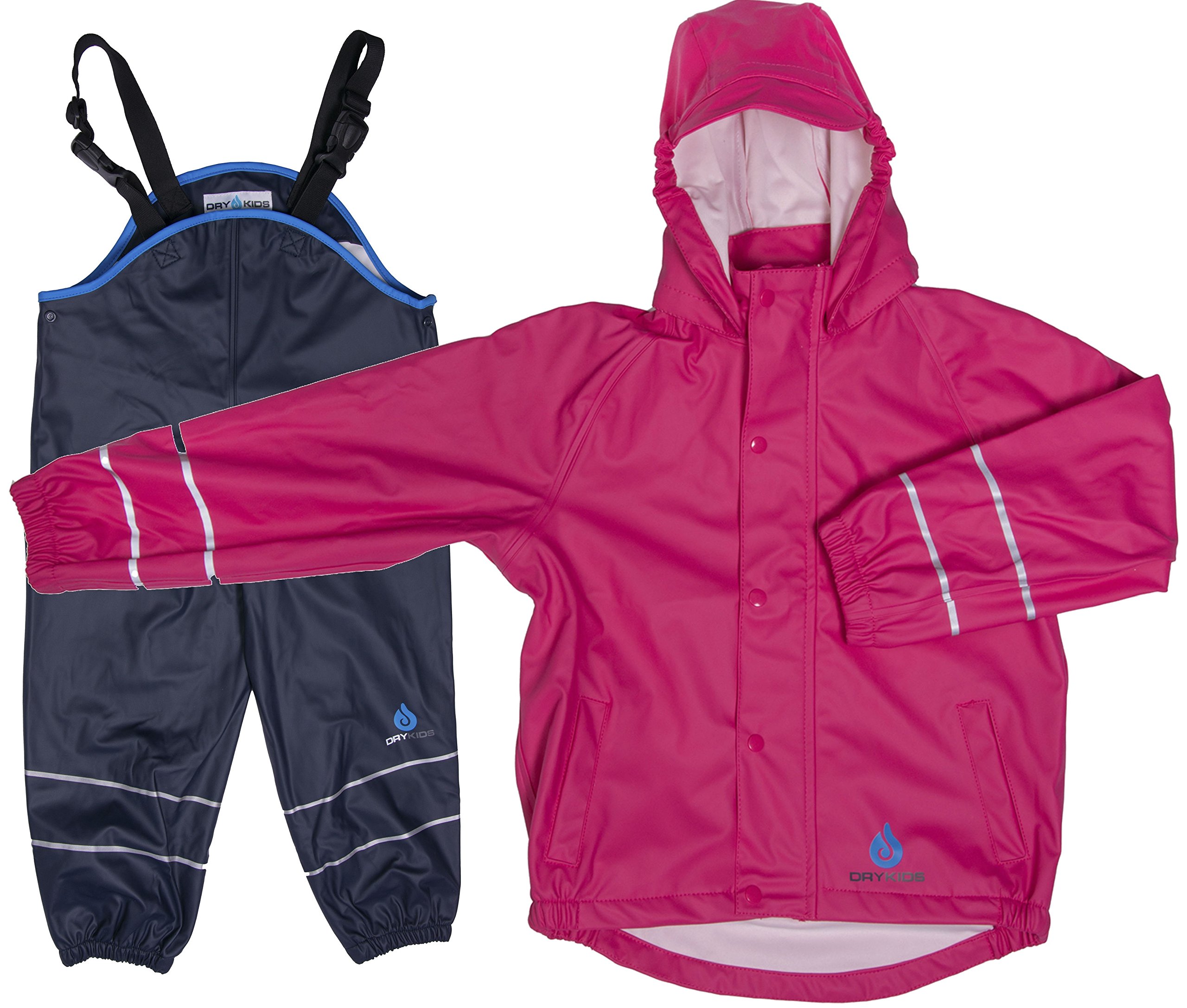 DRY KIDS Childrens PU Jacket & Dungarees set Ras/Nav 9/10yrs