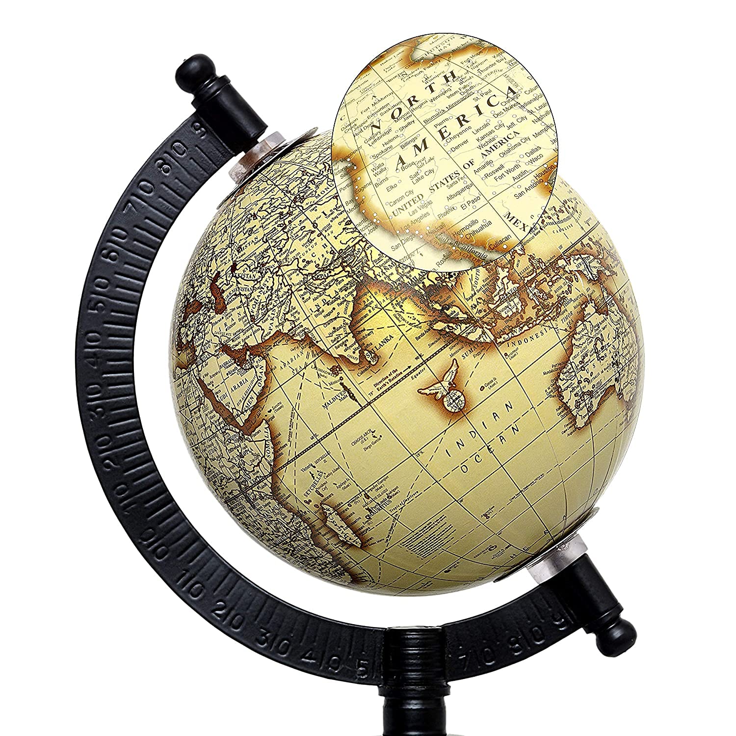 AONA Educational Political Laminated Rotating World Globe with Metal arc and Base Height 4 Inch 2