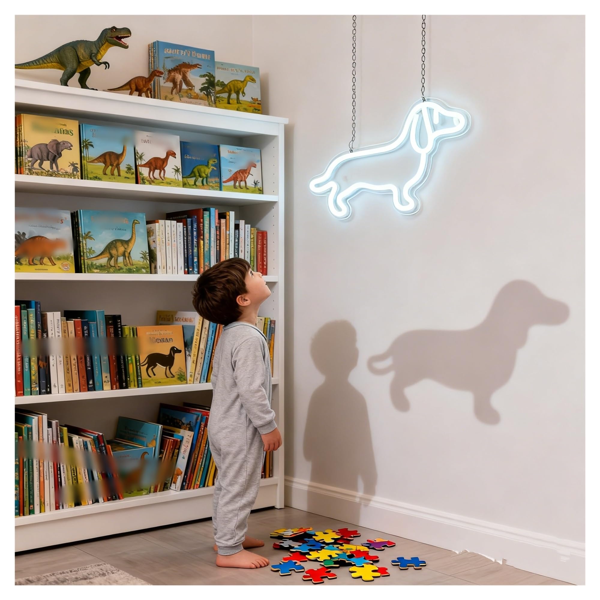 Luz de Diseño de Digital Letreros De Neón Con Forma De Perro, Alimentados Por USB, Para Decoración De Pared Del Hogar, Lámpara De Noche Para Habitación De Niños, 35,5 Cm X 13 Cm