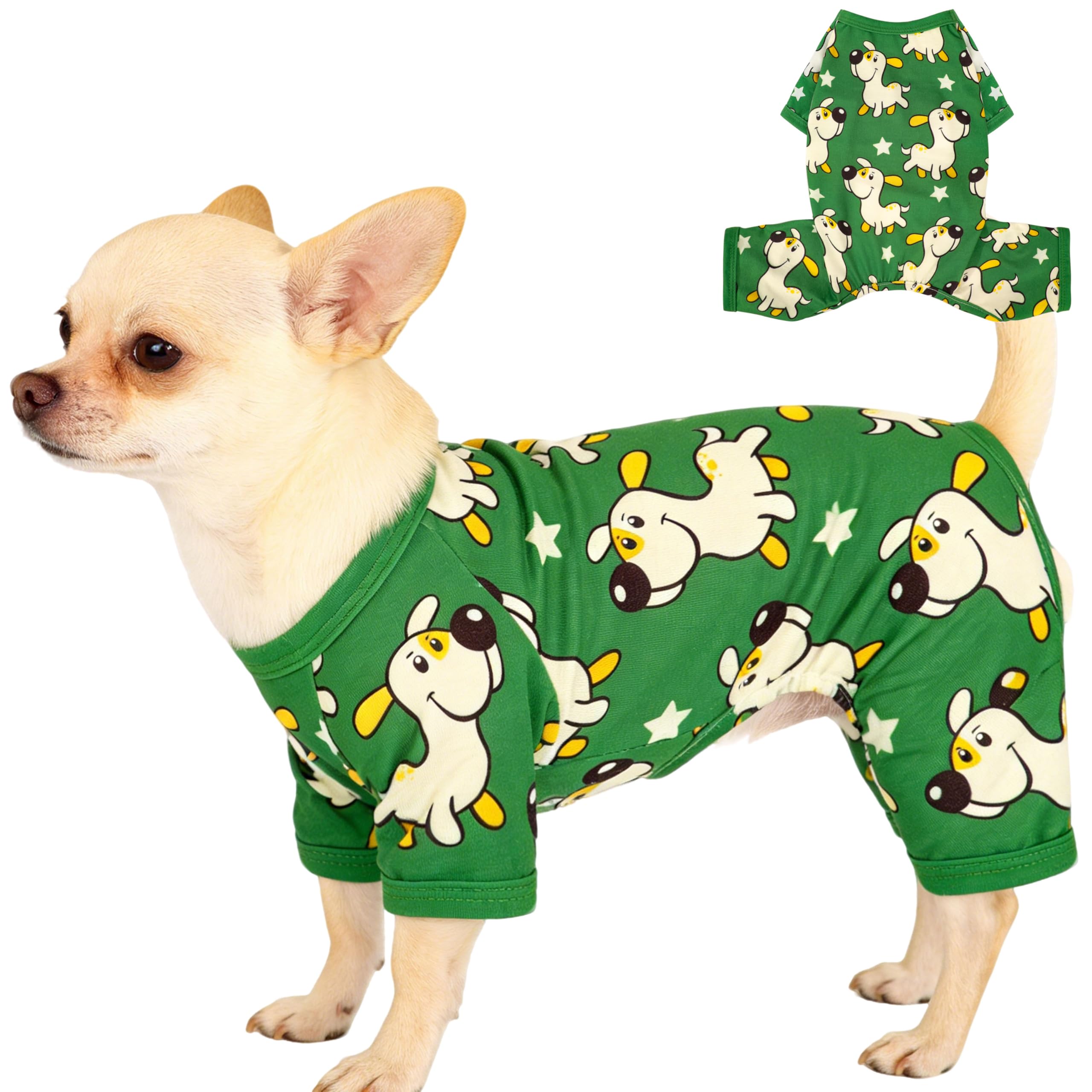 Dog Summer Pajamas Onesie Soft Breathable Puppy Jumpsuit Lightweight Dog Clothes for Small Medium Dogs Cat Pet Clothes(Pink Leopard, X-Small) — view 8